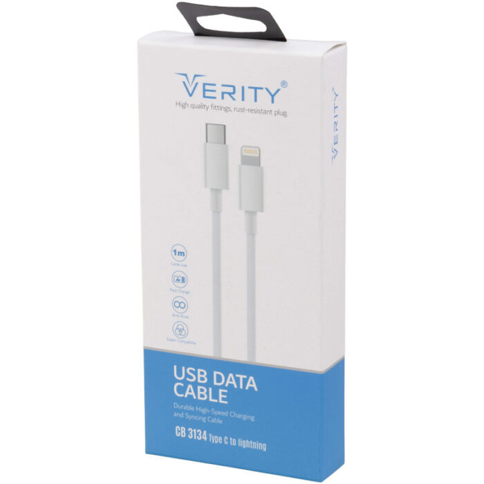 VERITY CB 3134 TYPE-C TO LIGHTNING 1M FAST CHARGING CABLE